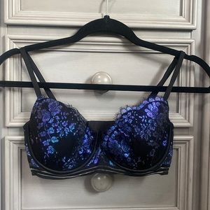 Victoria’s Secret Very Sexy Black Bra with Blue/Purple design